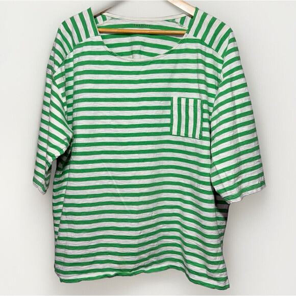 Talbots Tops - Talbots Green and White Striped Tee